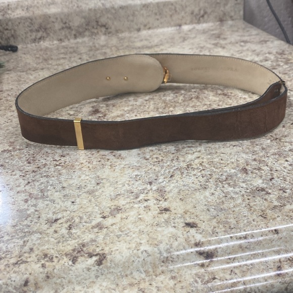 Roberto Dalpro vintage brown suede leather belt gold buckle - Picture 5 of 5